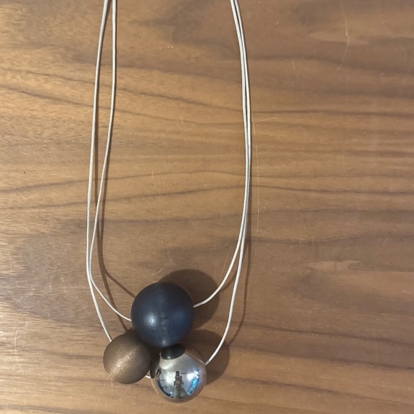 Vintage Aarikka Finland Three Round Bead Modernist Necklace - Picture 7 of 7